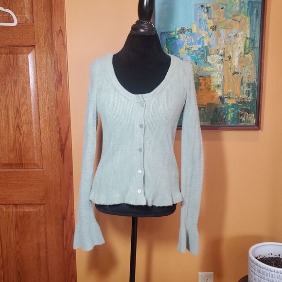 ASOS DESIGN Women's Sz 10 Mint Green Cardigan Ruffle Bell Cuff Coquette Romantic - Picture 1 of 8